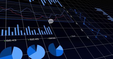 3d financial dashboard display with charts and data visualization