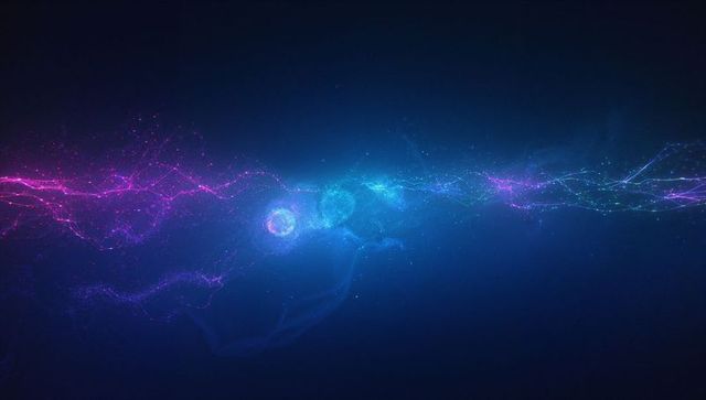 Vibrant Neon Energy Wave in Dark Cosmic Digital Space