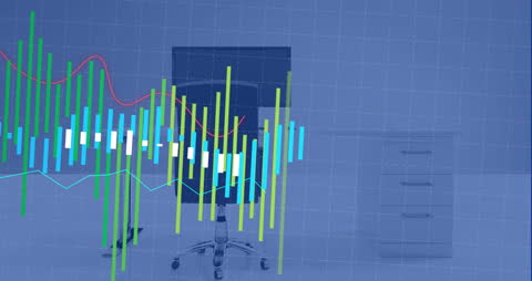 Animated Data Processing Over Office Desk Setting