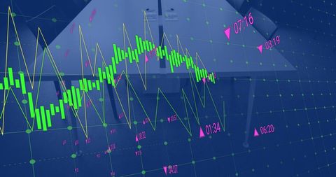 digital financial graphs overlaying modern office space - Download Free Stock Images Pikwizard.com