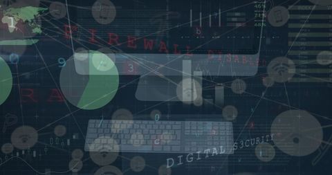 Cybersecurity Concept with Firewall Lock and Digital Network Icons - Download Free Stock Images Pikwizard.com