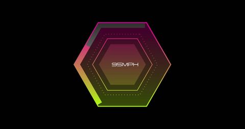 Futuristic digital speedometer in hexagonal display