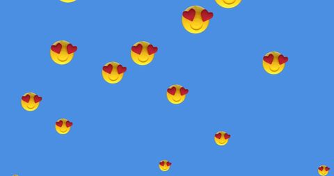 Heart Eyes Emojis on Vibrant Blue Background