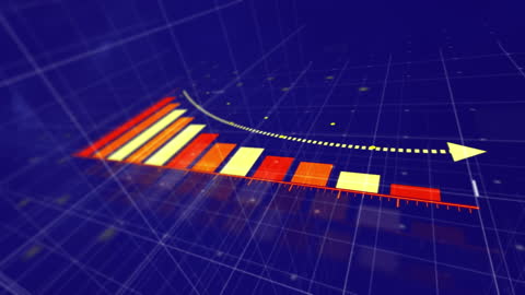 Animated Financial Bar Graph with Downward Trend Arrow