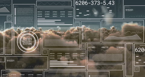 Digital Data Streams Over Cloud Landscapes Animation