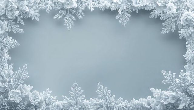 Framing Pale Blue Panel with Frosted Rose and Crystal Foliage Border