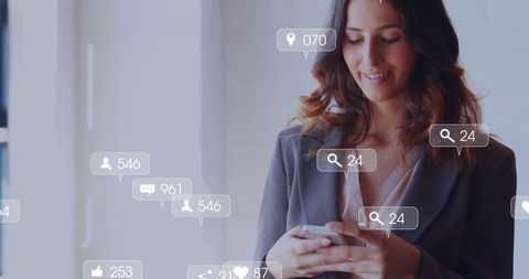 Businesswoman Engaging with Digital Data Analytics on Phone - Download Free Stock Images Pikwizard.com