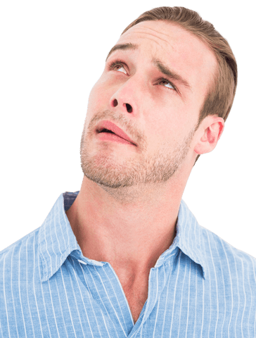 Transparent Pensive Man Looking Up with Questioning Expression - Download Free Stock Videos Pikwizard.com