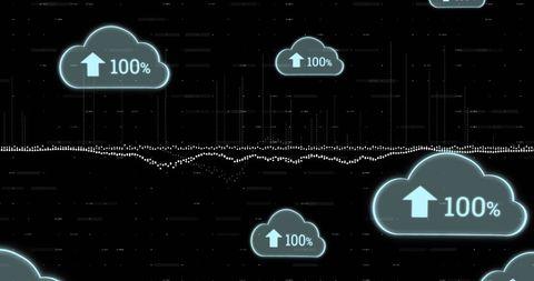 Digital Cloud Upload and Data Processing Visualization - Download Free Stock Images Pikwizard.com