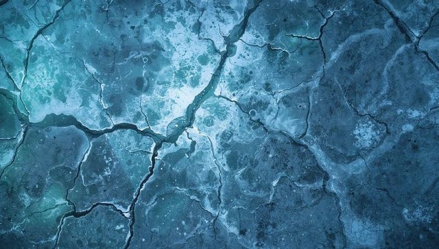 Radiating teal fracture texture with luminous center and intricate rock-like fissures