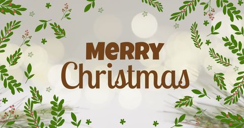 Festive Merry Christmas Greeting with Decorative Foliage - Download Free Stock Images Pikwizard.com
