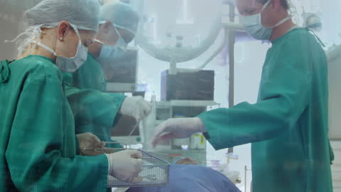 Surgeons in Operating Room with Data Overlay Animation