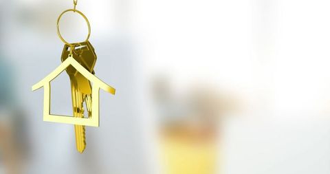 Gold Keyring with House-Shaped Keychain for Home Interiors