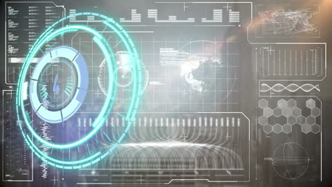 Futuristic Digital Data Interface with Scanning HUD