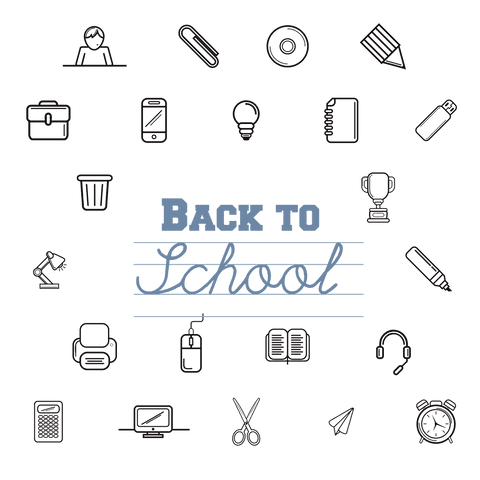 Transparent Back to School Text with Educational Symbols