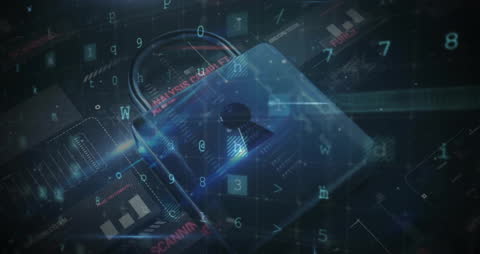 Digital Security with Animating Padlock and Data Elements