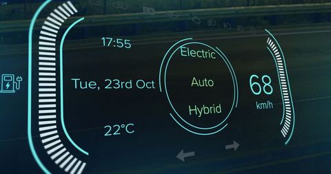 Hybrid Vehicle Digital Interface Displaying Real-Time Data - Download Free Stock Images Pikwizard.com