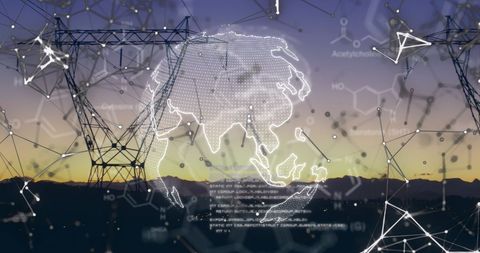 Global Data Processing and Energy Network Interface - Download Free Stock Images Pikwizard.com