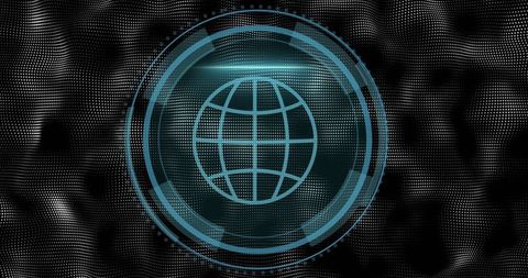 Futuristic Digital Interface with Glowing Global Icon