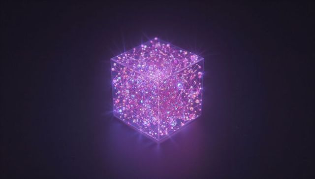 Glowing Abstract Cube with Illuminated Network