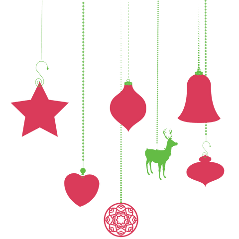 Transparent christmas decorations with red ornaments