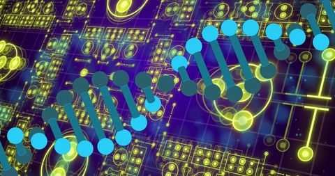 Digital DNA Strand with Abstract Circuit Design - Download Free Stock Images Pikwizard.com