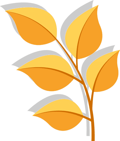 Transparent Vector Elegant Stylized Autumn Branch with Two-Tone Leaves