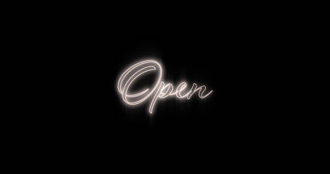 Neon 'Open' Sign on Black Background - Download Free Stock Images Pikwizard.com