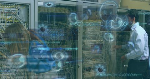 Advanced Data Processing in Modern Server Room With Holographic Interface - Download Free Stock Images Pikwizard.com