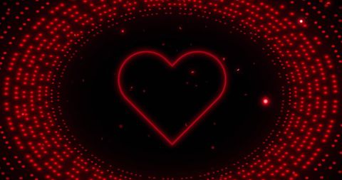 Neon Heart with Pulsating Lights for Futuristic Background