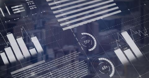 Digital Business Graphs with Cityscape Background Overlay - Download Free Stock Images Pikwizard.com