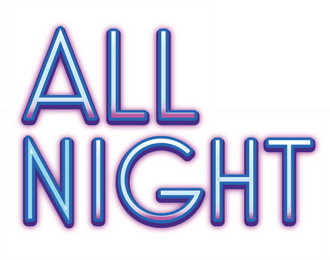 Party All Night Neon Text Transparent Background Design
