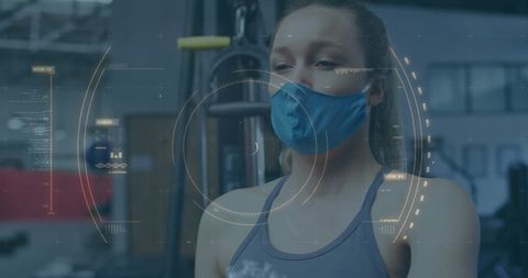 Woman Sneezing in Face Mask with Digital Overlay - Download Free Stock Images Pikwizard.com