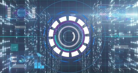 Futuristic Circular Interface with Digital Data Streaming