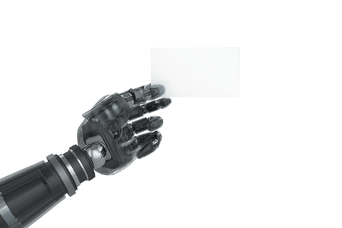 transparent robotic arm holding blank card - Download Free Stock Videos Pikwizard.com
