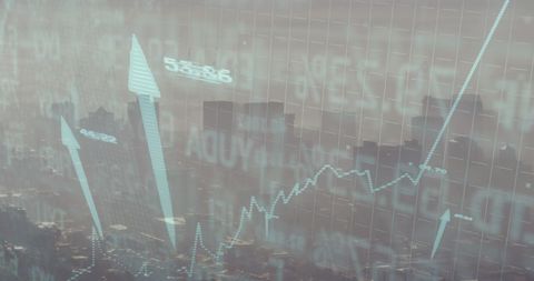 Digital Financial Data Over Urban High-Rise Skyline - Download Free Stock Images Pikwizard.com