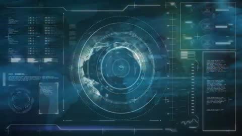 Futuristic Digital Interface with Rotating 3D Globe