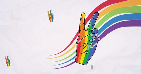 Rainbow Victory Hand Signs Celebrating Pride and Equality - Download Free Stock Images Pikwizard.com