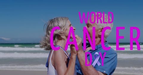 Seniors Celebrating World Cancer Day at Beach