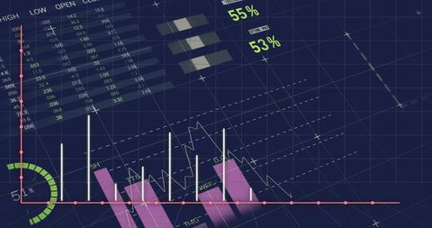 Digital Financial Data Processing Displayed on Blue Background - Download Free Stock Images Pikwizard.com