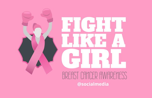 Bold Breast Cancer Awareness Campaign with Inspirational Woman in Boxing Gloves - Download Free Stock Templates Pikwizard.com