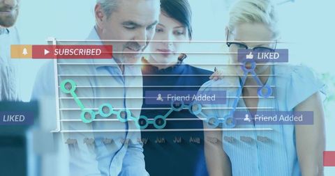 Team Analyzing Digital Dashboard in Modern Office