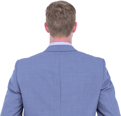 Rear View Transparent Image of Blonde Businessman in Suit