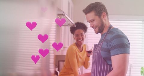 Loving Couple Enjoying Cooking and Wine in Modern Kitchen - Download Free Stock Images Pikwizard.com