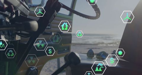 Eco-Friendly Technology in Car Interior by Beach