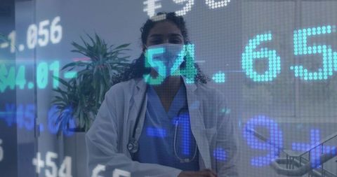 Doctor Analyzing Data with Healthcare and Financial Analytics Concept