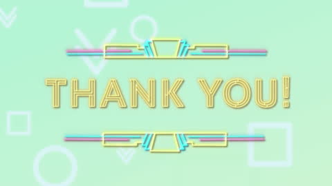 Retro Neon Thank You Banner with Abstract Shapes