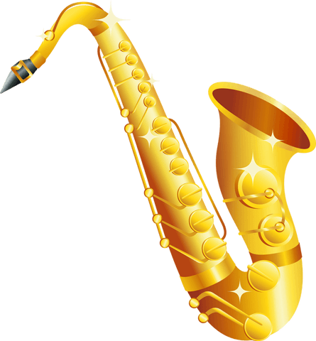 Golden saxophone gleaming on transparent background, jazz elegance