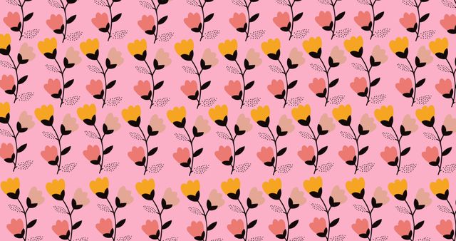 Seamless Yellow and Pink Floral Pattern on Pink Background - Download Free Stock Images Pikwizard.com