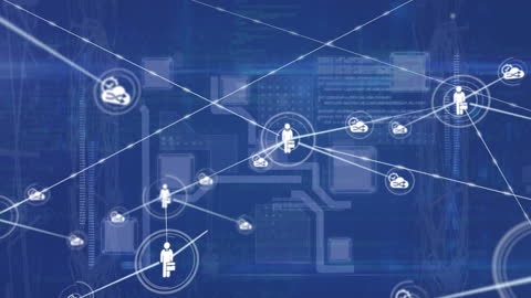 Abstract Network with Digital Icons and Data Connections